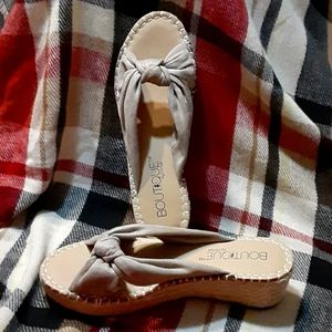 Corkys Taupe knotted strap wedge shoes
